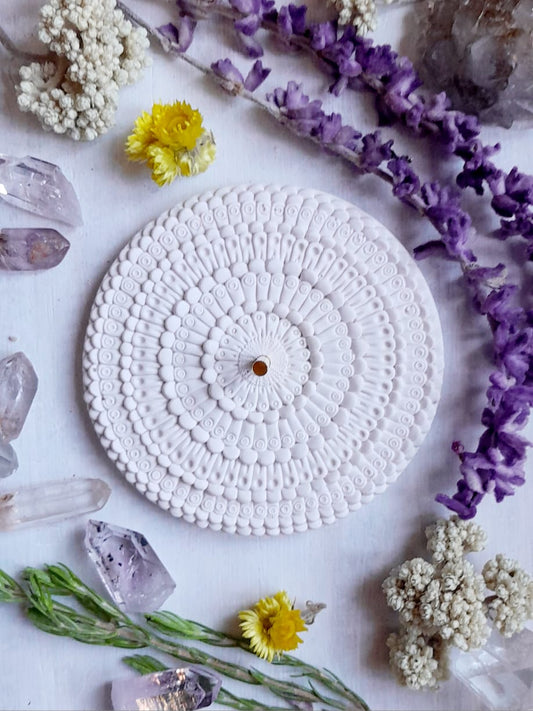 White Clay Mandala Incense Holder | ONE - Le Naturel 