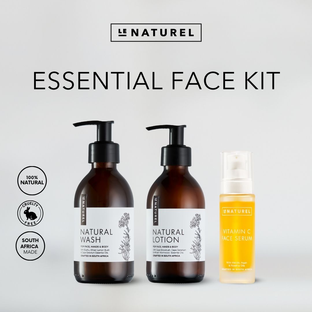 Essential Face Kit - Natural Wash, Natural Lotion & Vitamin C Serum - Le Naturel 